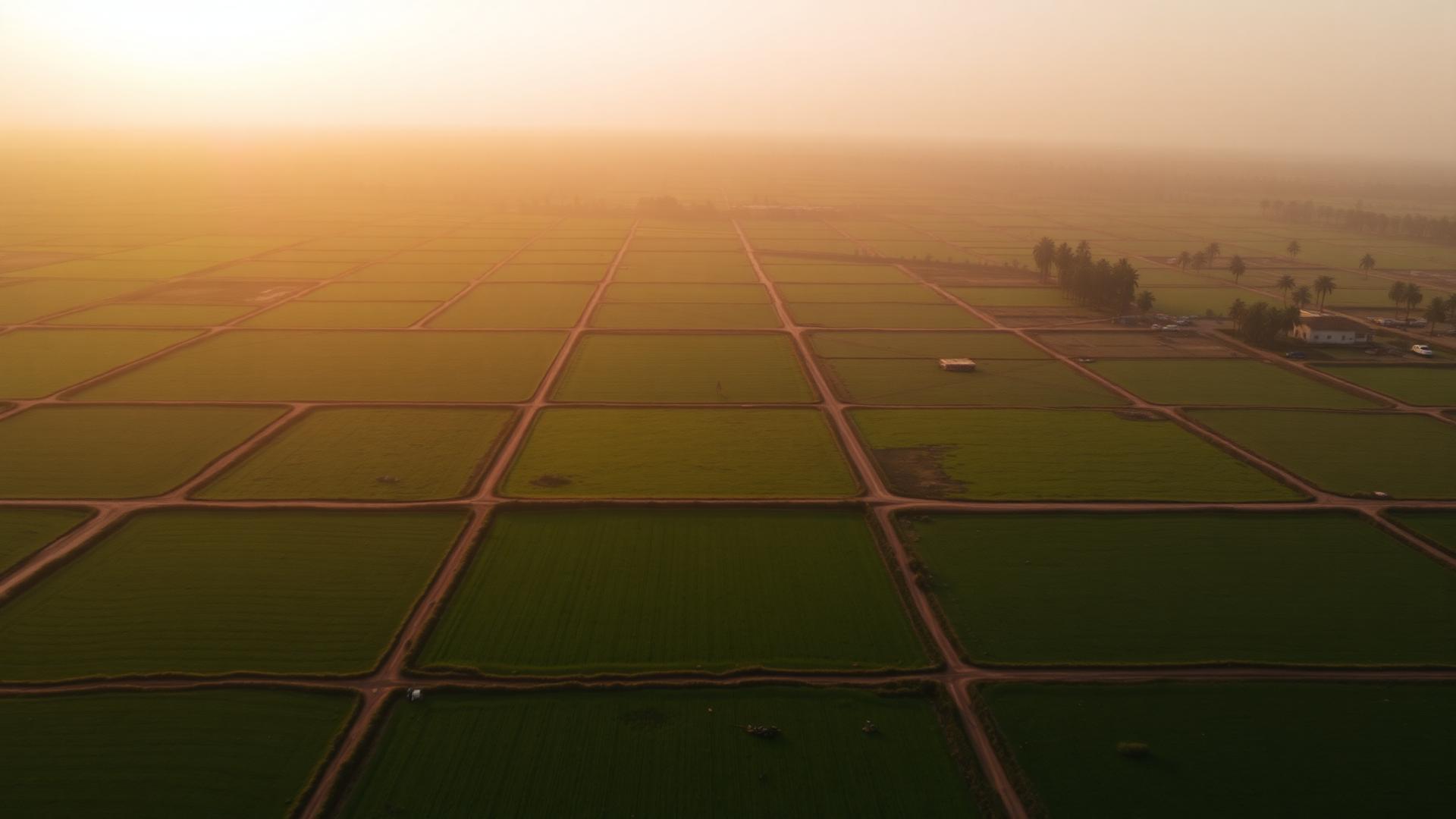 Aerial view of residential plot land in Chhattisgarh at golden hour